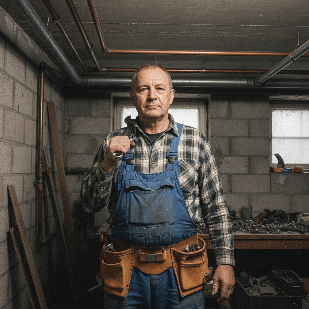 Herr Hans bei der Arbeit mit modernem Werkzeug